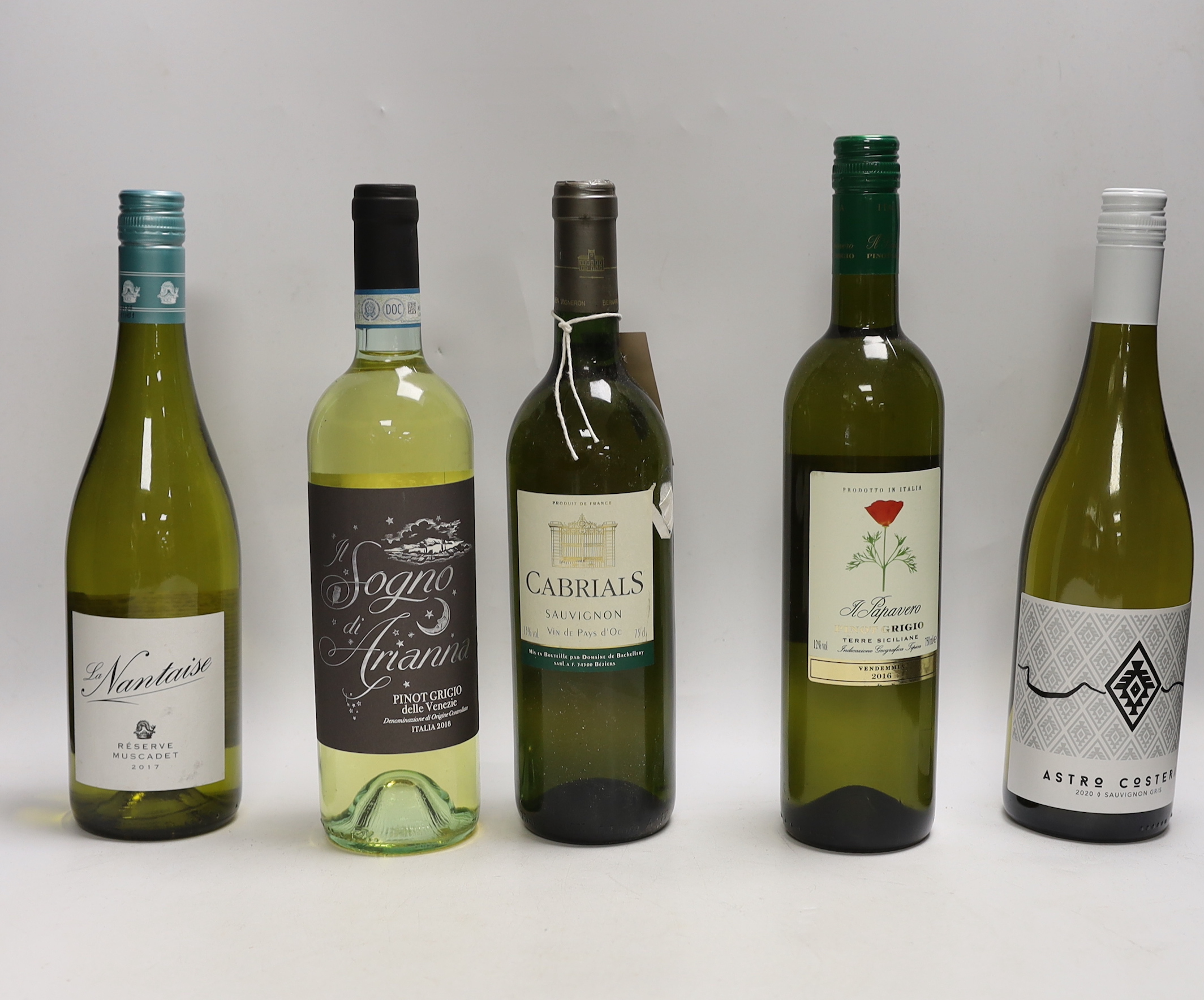 Twelve bottles of various white wines including Muscadet, Touraine, Sauvignon etc.